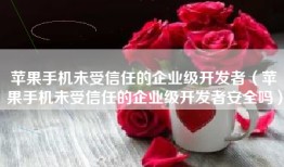 苹果手机未受信任的企业级开发者（苹果手机未受信任的企业级开发者安全吗）